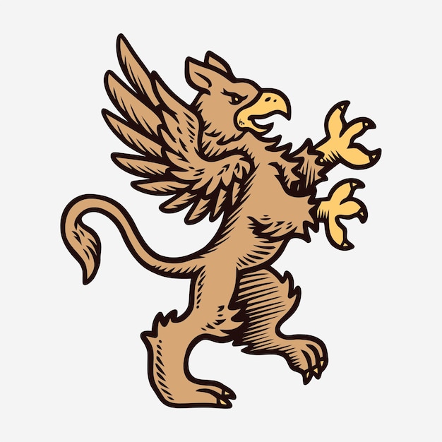 Logo Griffin Heraldic Retro Vintage Gravure Illustratie