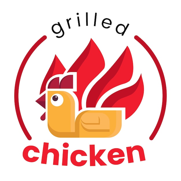 Logo per l'attività culinaria di pollo alla griglia, creato in modo semplice e facile da ricordare