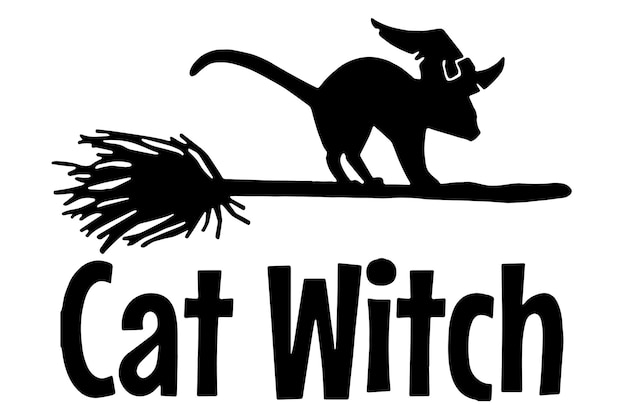 Logo Halloween Cat Witch