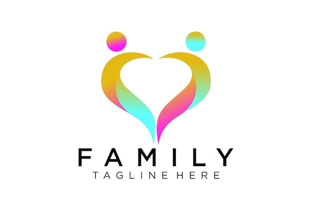 ロゴ 幸せな家族のアイコンは、シンプルな数字で色とりどり。ベクトルは、ロゴタイプとして使用できます。