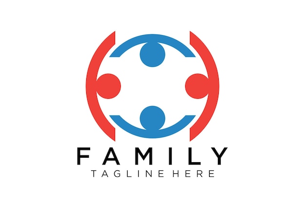 ロゴ 幸せな家族のアイコンは、シンプルな数字で色とりどり。ベクトルは、ロゴタイプとして使用できます。