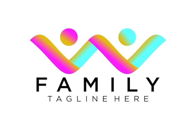 Logo Happy family icoon veelkleurig in eenvoudige figuren. Vector kan worden gebruikt als logotype.