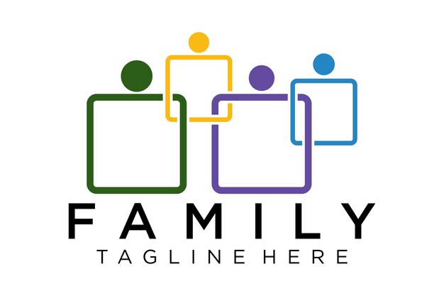 Logo Happy family icoon veelkleurig in eenvoudige figuren. Vector kan worden gebruikt als logotype.