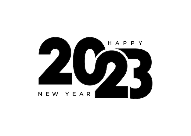 ロゴHappyNewYear2023テキストデザイン2023年のビジネス日記の表紙と願いパンフレットデザインテンプレートカードバナーポスターカードバナー白い背景に分離された数字と文字