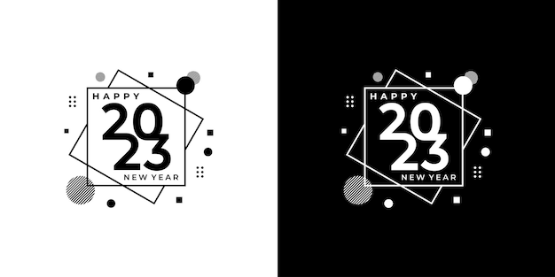 Logo happy new year 2023 text design. cover of business diary for 2023 with wishes