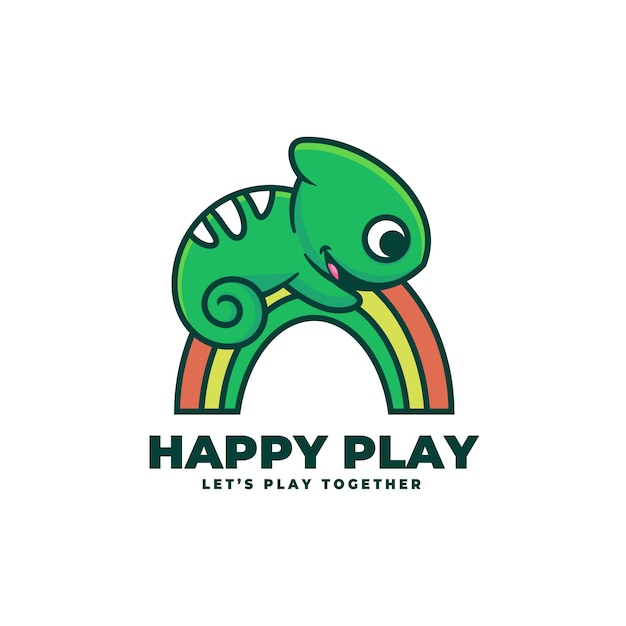 Логотип happy play простой стиль талисмана.