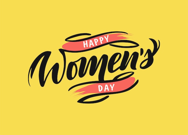 Vector the logo for happy women's day. handwritten calligraphy lettering phrase