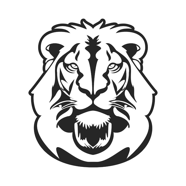 로고에는 흑백으로만 표현된 사자 그림이 있습니다. 사자는 단순하고 화려하지 않습니다. 벡터 일러스트레이션
