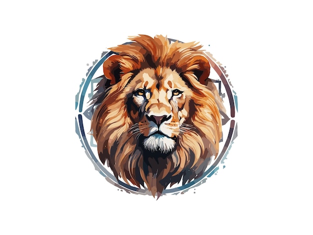 logo of the head of a lion drawing with elegant ink lines in cartoon style Ai