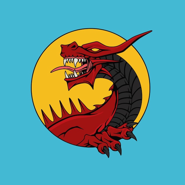 Logo head of red dragon