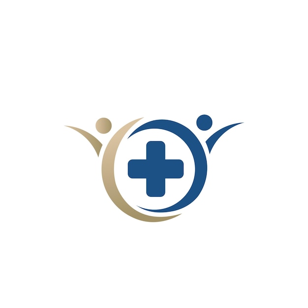 Logo for a health care company with a cross and people.