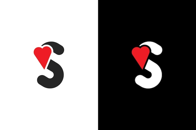 Logo Heart Letter S. Beautiful vector love logo design. Simple and Clean letter mark S