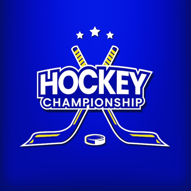 Logo hockey emblem on blue background