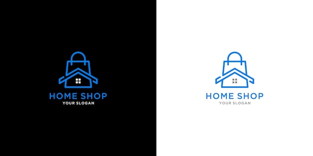 Vector logo for a home shop that is blue and white