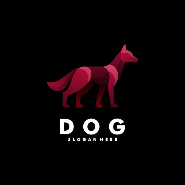 Vector logo hond kleurovergang kleurrijke stijl.