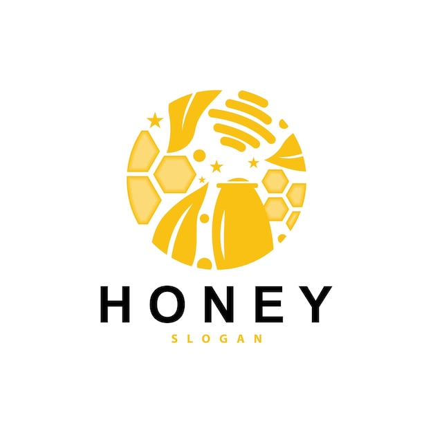 Logo Honey Honey Bee Animal Vector Livestock Design Eenvoudig minimalistisch icoon Symbol Illustratie