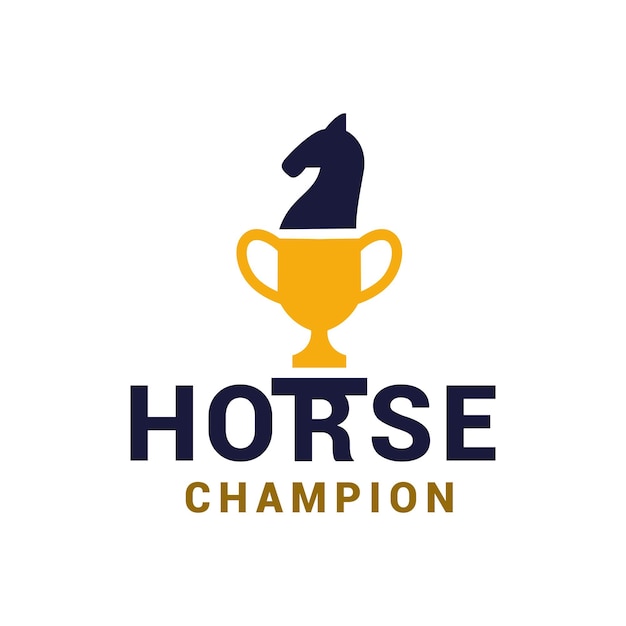 Vector logo horse champion for animal pets and sports