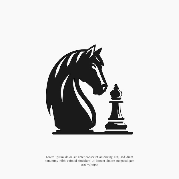 Vector logo of a horse holding a chess piece