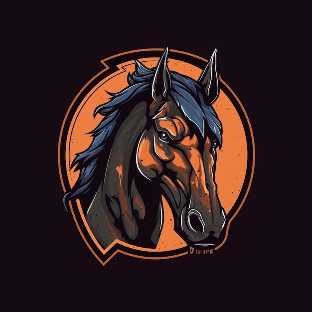 Логотип головы лошади, выполненный в стиле киберспортивной иллюстрации