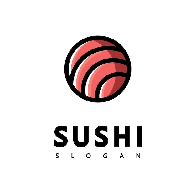 Logo icona vettore icona stile illustrazione bar o negozio, sushi, onigiri salmone roll, isolato oggetto minimalista