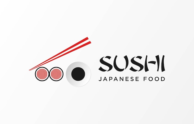 Logo icona vettore icona stile illustrazione fast food bar o negozio sushi maki onigiri rotolo di salmone con c