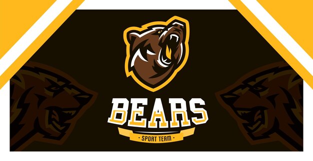 Logo identity the font for the sports club community company angry and growling bear ready to attack Vector illustration dynamic execution