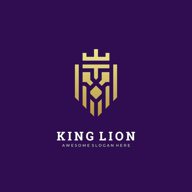 Logo Illustratie Abstract Lion Head met Crown King Eenvoudig en minimalistisch