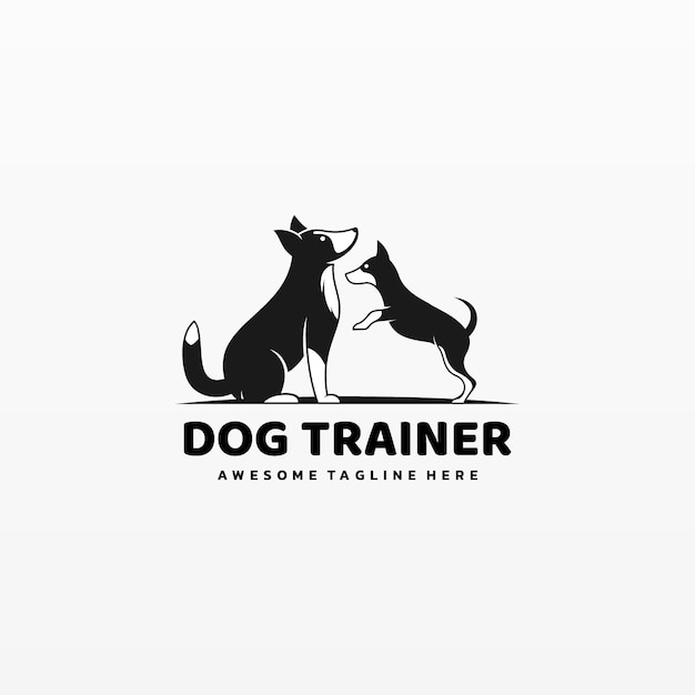 Logo illustratie Dog Trainer eenvoudige mascotte stijl.