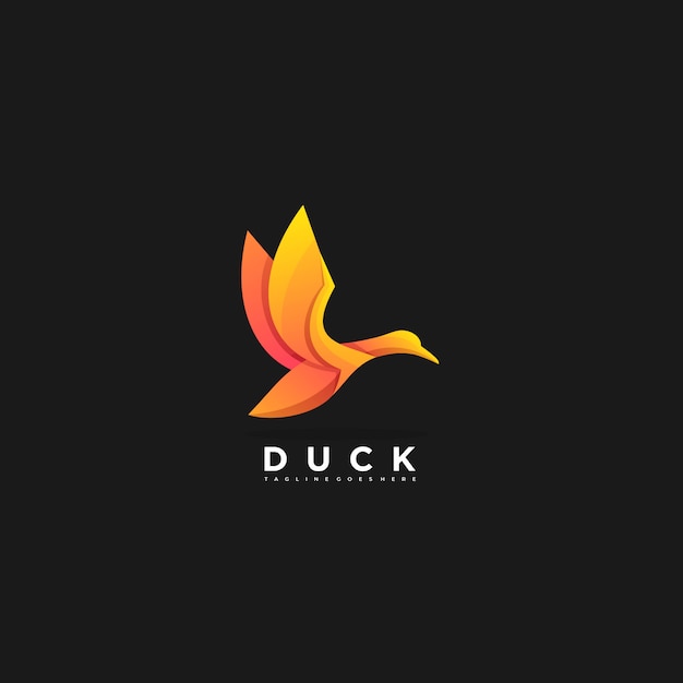 Logo Illustratie Duck Flying Gradient Kleurrijke Stijl