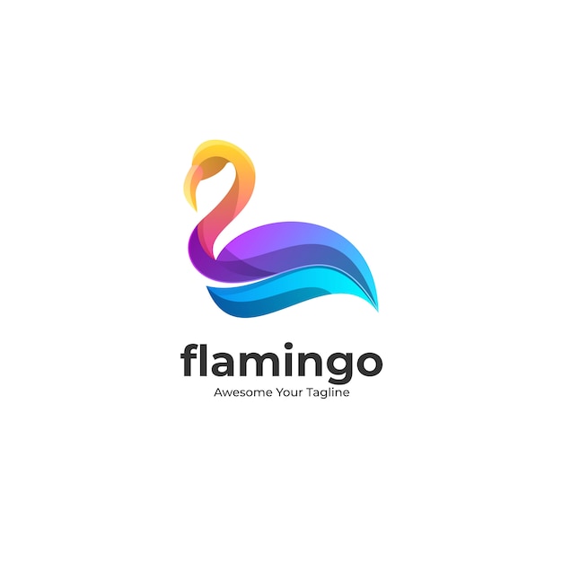 Logo illustratie flamingo vormen kleurverloop