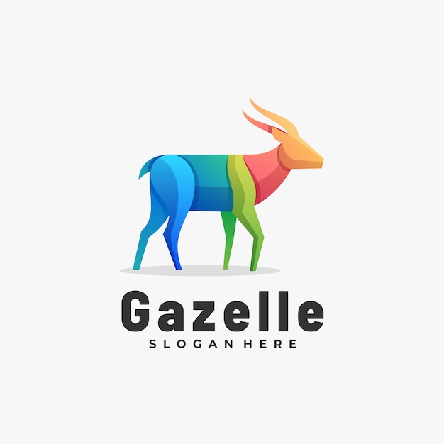 Logo illustratie gazelle kleurovergang kleurrijke stijl.