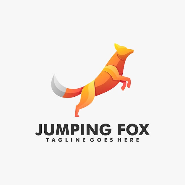 Logo illustratie jumping fox kleurovergang kleurrijke stijl.