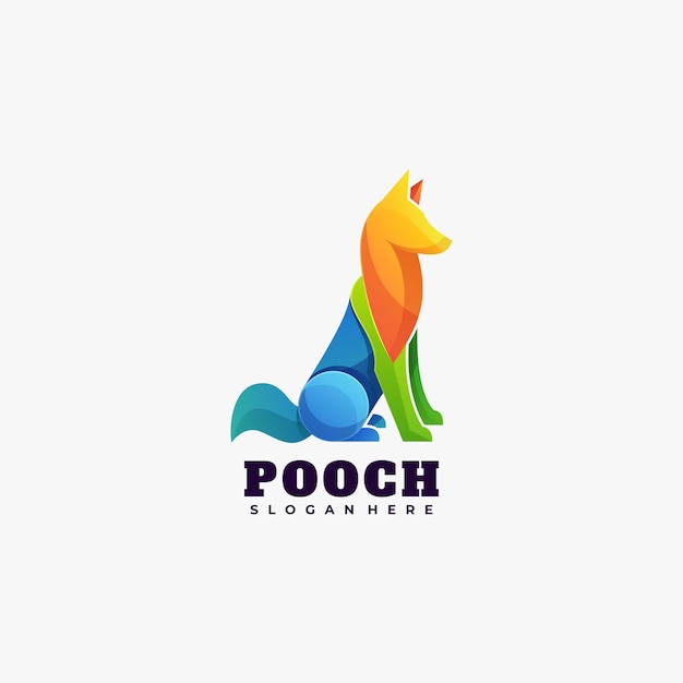 Logo illustratie Pooch kleurovergang kleurrijke stijl.