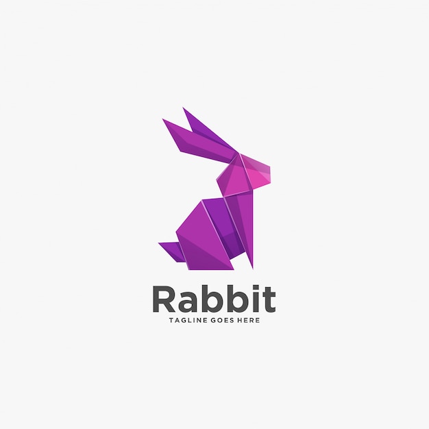 Logo illustratie rabbit poly kleurrijke stijl.