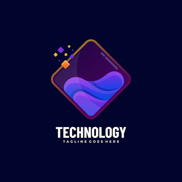 Vector logo illustratie technologie kleurovergang kleurrijke stijl.