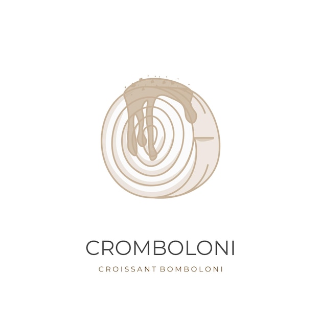 Logo-illustratie van eenvoudige lijnkunst cromboloni of croissant bomboloni