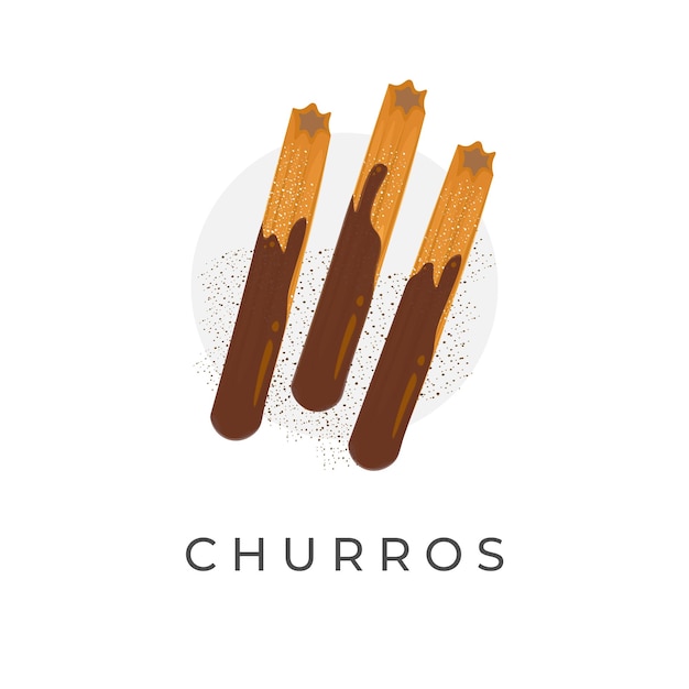 Logo Illustratie Van Heerlijke Churros Met Overvloedige Chocoladesaus