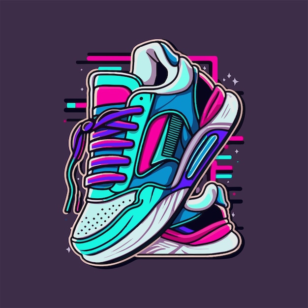 Logo Illustratie van vintage Sneakers Schoenen in retro stijl