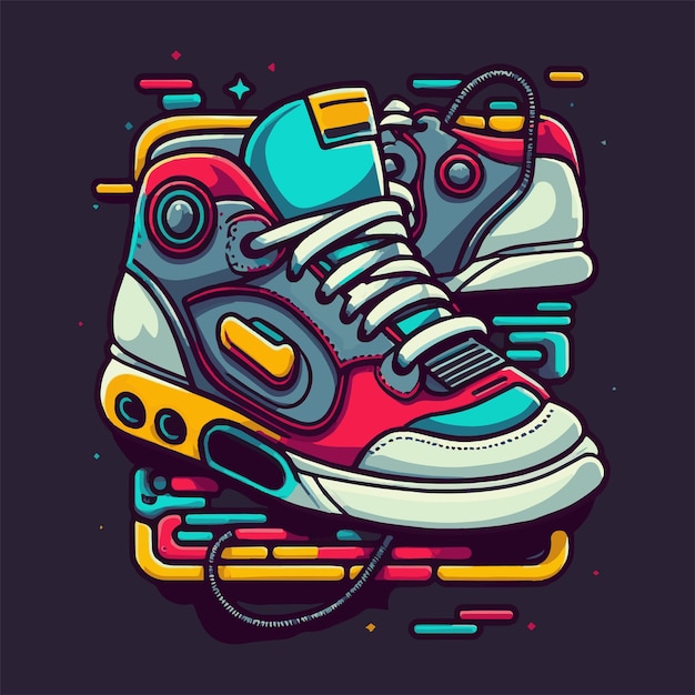 Logo Illustratie van vintage Sneakers Schoenen in retro stijl