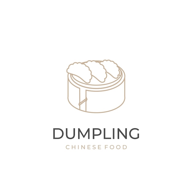 Logo Illustratie Vector Line Art Elegante Dumpling Dim Sum Jiaozi