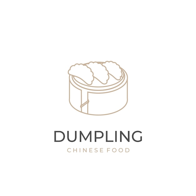 Logo illustratie vector line art elegante dumpling dim sum jiaozi