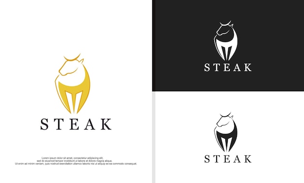 Logo illustratie vectorafbeelding van koe gecombineerd met vork geschikt voor slager restaurant van het voedingsbedrijf enz