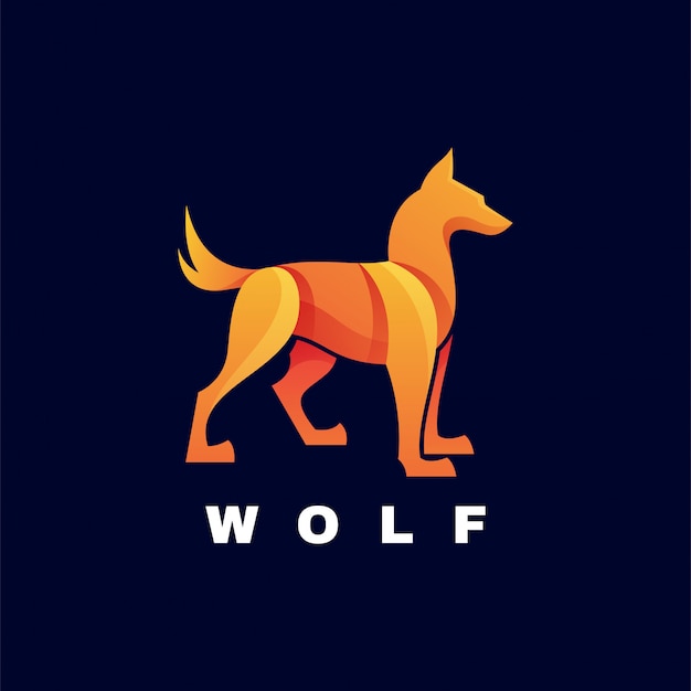 Logo illustratie Wolf verloop kleurrijke stijl.