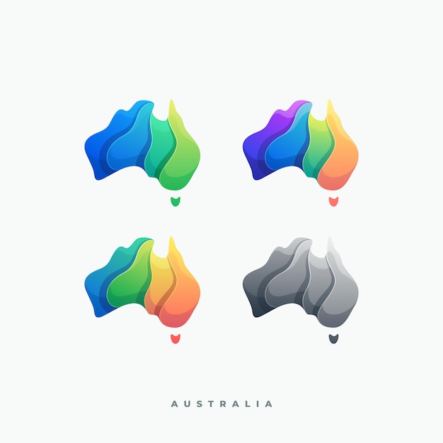  Logo Illustration Abstract Australia with Separated Stacked Objects Colorful Style