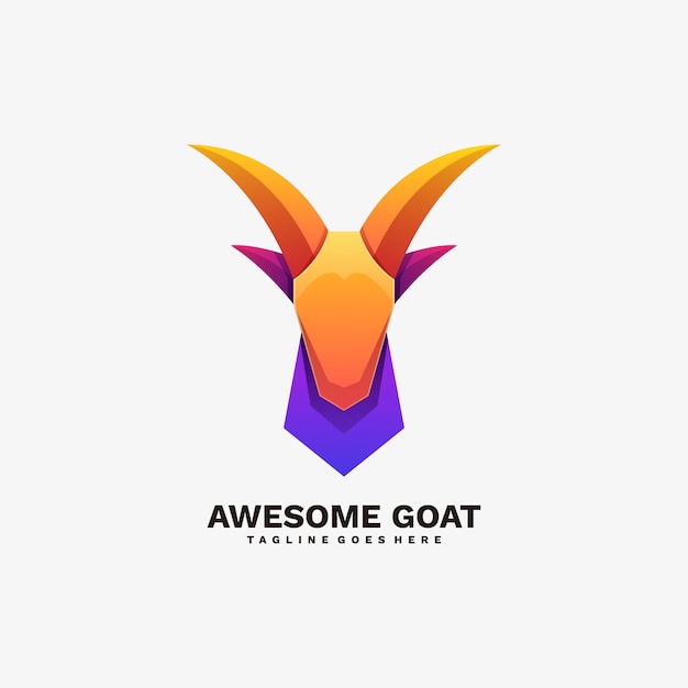 Логотип иллюстрация awesome goat gradient красочный стиль.