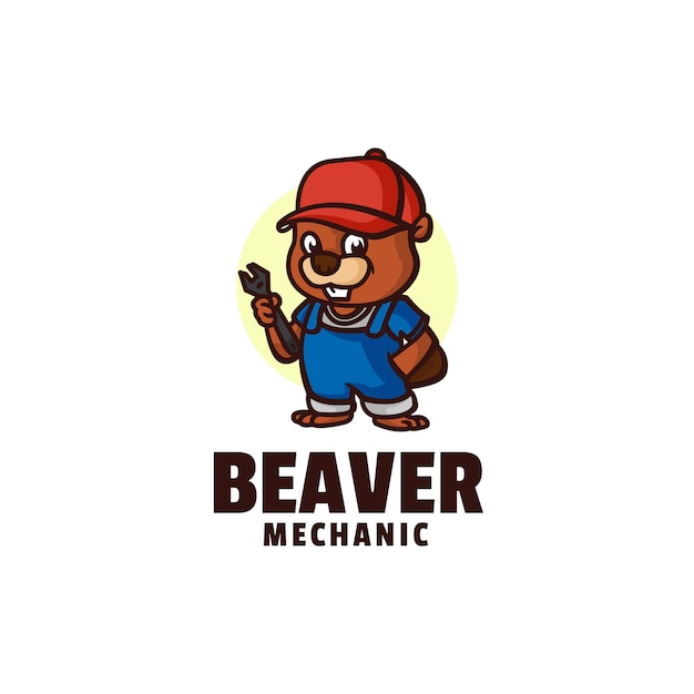 Logo Illustration Beaver Mascot Cartoon Style