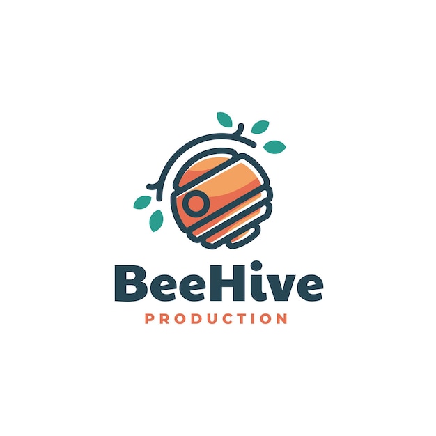 Logo Illustration Beehive Simple Mascot Style