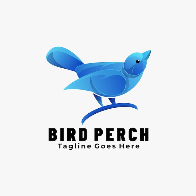   Logo Illustration Bird Perch Gradient Colorful Style.