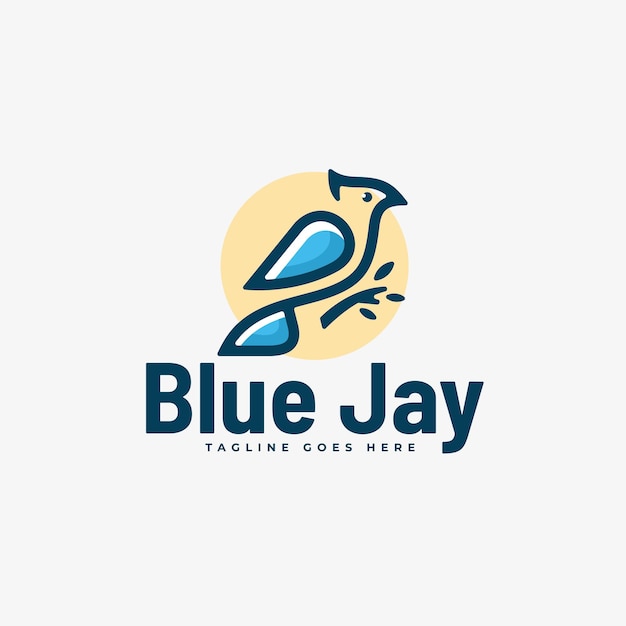  Logo Illustration Blue Jay Simple Mascot Style.