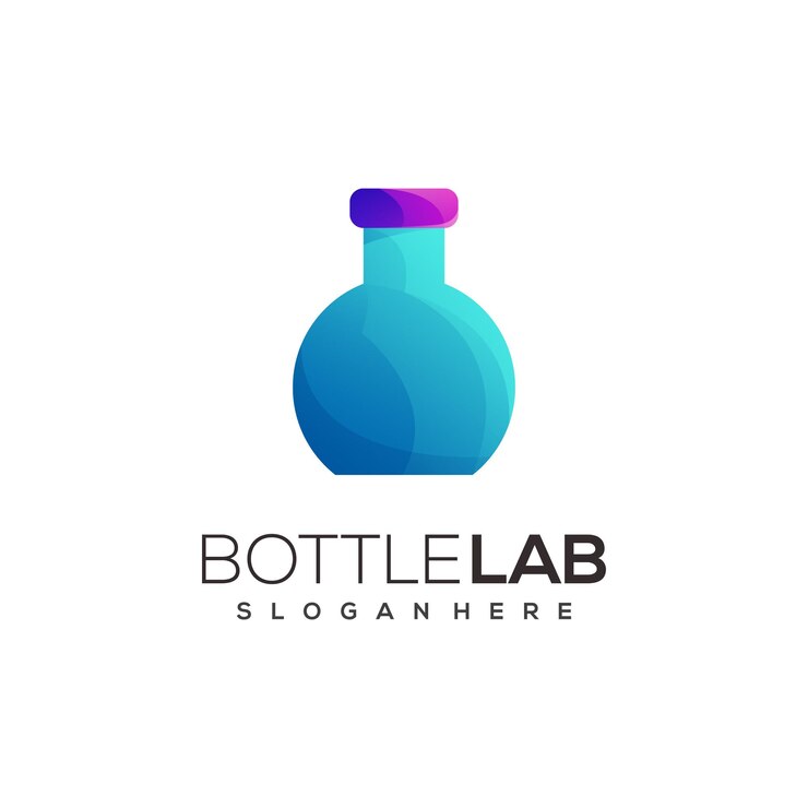 Vector logo illustration bottle lab gradient colorful